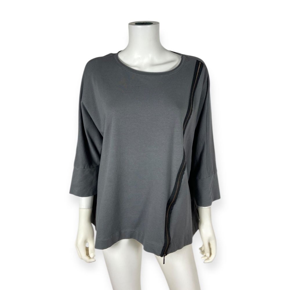 Chalet et ceci Gray Zipper Detail Oversized Top